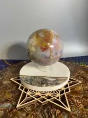1.1 Lb Hand Carved Ocean Jasper Stone Sphere Crystal Specimen 2.7 Inch Diameter