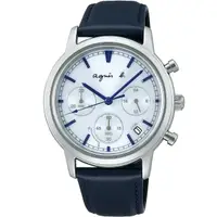 在飛比找momo購物網優惠-【agnes b.】法式時尚太陽能三眼計時手錶-40mm(V