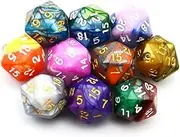 SmartDealsPro 10-Pack Two Color 20 Sided Dice D20 Polyhedral Dice for DND RPG MTG Table Games