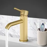 ACA Round Knurled Basin Mixer Tap Gold Brass Counter Top Vanity Faucet WELS
