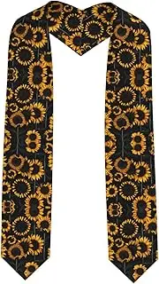 [SKKNT] Sunflower Blooming Flowers Plants Print Graduation Shawl Stole For Academic Commencements Honor Sash Congratulations Gift