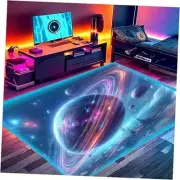 Gaming Area Rug RGB LED Light (3x5) - Bedroom Rug Floor Mat Gaming Cosmic Ring