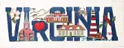 VIRGINIA Handpainted Needlepoint Canvas Mount Vernon, Monticello, Lee Chapel 18m