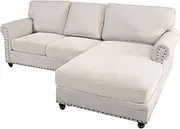 Smarcute Sofa Covers with Chaise Stretch Couch Cover Wear-Resistant Universal Sofa Cover, Stretch for Sectional Slipcovers(Seat Only: 1 Chaise + 2 Sofa Cover, Ivory)
