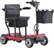 19KG Lightweight Foldable Electric Mobility Scooter Dual 13.2Ah Lithium Batteries, 270W Brush - Less Motor, 120KG Load Capacity, 35KM Range,for Easy Travel and Mobility (Red with Storage bag)