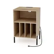 Costway Turntable Stand Record Player Stand w/Power Outlet Home Office Natural