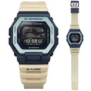 CASIO 卡西歐 G-SHOCK 潮汐日光月相 LCD寬錶面 智慧藍芽電子錶 GBX-100TT-2 藍米