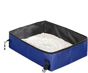 Qkbuza Foldable Cat Litter Box | Cat Toilet Portable Travel Foldable Litter Pan Oxford Cloth | Leak-Proof Waterproof Pet Toilet, Kitten Litterbox for Car Camping, Road Trip
