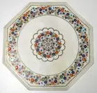 24" Marble Table Top Coffee Center Inlay pietra dura Home Decor Mosaic gri