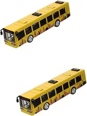 Vaguelly 2pcs Interactive Simulation Bus Toy Pull Back Car for Toddlers Boys Toys Safe and Sturdy Boys and Girls Bus Model