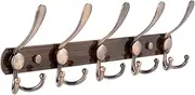Wall Mounted Coat Rack - 5 Tri Hooks, Heavy Duty, Stainless Steel, Metal Coat Hook Rail for Coat Hat Towel Purse Robes Mudroom Bathroom Entryway (Antique Copper)