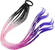 SHERCHPRY Rainbow Braided Ponytail Hair Extension for Women Synthetic Hairpiece with Hair Tie for Parties Festivals Cosplay and Stage Performances