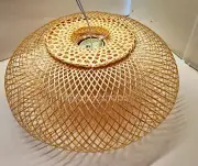 Bamboo Ceiling Lampshade Hanging Wooden Pendant Light Shade Handmade Chandelier