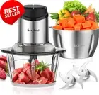 Food Processor with 2 Bowls (2L+2L), Bi-Level Blades, Mini Chopper
