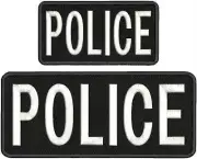 police embroidery patch 4x10 and 3x6 hook on back white letters
