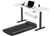 V-Fold Treadmill w/ ErgoDesk Auto White Standing Desk 1800mm