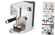 Espresso Machines 20BAR, Espresso Maker with Visual LCD, Powerful Milk Silver