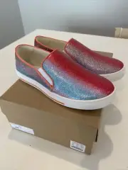 NEW K2 EU 33-34 UK 1 Crewcuts Van Slide Sneaker Slip On Shoe Rainbow Sparkle
