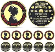 WinnerWhy 10 Pcs Nurse Challenge Coins Nurse Prayer Coin God Bless Nurses Keepsake Pocket Token Coins Cool Appreciation Gifts for Nurses RN Health Care Workers Nursing Graduation Students