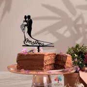 Mr & Mrs Couple Silhouette Bride Groom Cake Topper for Wedding & Engagement