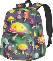 [vacsAX] Colorful Dream Mushroom School Backpack Rucksack Large Capacity Back Pack with Front Pocket Lightweight School Bags