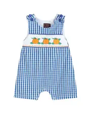 Lil Cactus Gingham Pumpkin Smocked Shortall