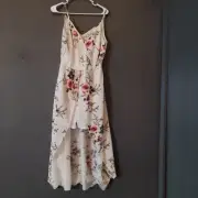 NWT Ivory Floral Dress Romper Women's Size Large Pink Green Cottage Whimsy New