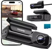 4K Dash Cam Front Rear Built-In GPS 5Ghz Wifi, Voice Control, Free 64GB SD Card,