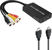 TaiHuai SVideo to HDMI Converter, S-Video and 3RCA CVBS Composite to Audio Video Converter Support 1080P/ 720P Compatible with PC Laptop, Xbox, PS3, DVD Playe (S-Video and 3RCA is Female