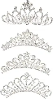 OHPHCALL Rhinestone Pearl Girls Crown Small Pearl Tiara Party Boys and Girls Headband Set