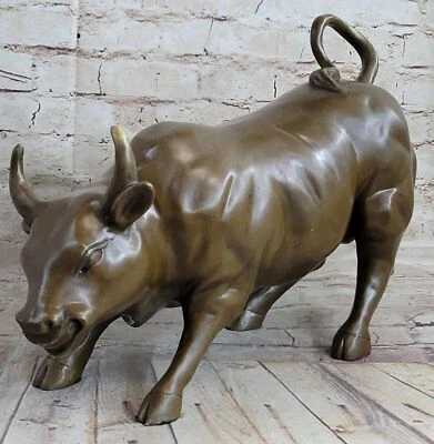 Bronze Abstract Bronze Bull Horns Statue Figurine Sculpture Stockbroker Artwork