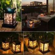 LED Lantern Lamp Lights Outdoor Garden Golden Copper Wire Rechargeable