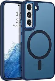 DUEDUE for Samsung Galaxy S22 Case Magnetic, Compatible with MagSafe, [Skin-Touch] Matte Translucent Shockproof Military-Grade Protection Slim Cover for Samsung S22 6.1'', Blue