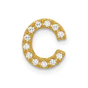 14K Yellow Gold Real Diamond Letter C Initial Charm