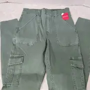 Spanx Pants Womens XL Sage Green Stretch Twill Ankle Cargo Pullon Slimming New