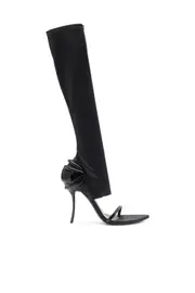 [Diesel] Diesel - D-Ten & Half-Stiletto knee boot sandals in stretch satin - Ankle Boots - Woman - Black 37 Black