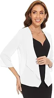 [Sepsap] Womens 3/4 Sleeve Casual Open Front Bolero Cardigans Soft Chiffon Lightweight Sheer Shrugs for Dresses