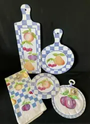 Rare NEW PFALTZGRAFF Hopscotch SET Hand towel/Potholder/Cutting board/2 Trivets