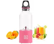 Portable 500ml Fruit Slicer Usb Rechargeable Electric Juicer Cup Blender Water Bottle With Charging - Juicers Easy Manual Clean Best Sellers-PINK