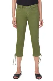 NYDJ - Capris With Drawcord Hem Pants - Olivine Green - Size 6
