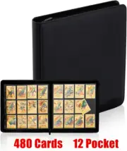 Premium Zip Card Binder 480 Slots - 12 Pocket Trading Card Album Folder Case