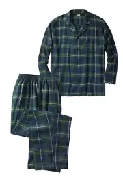 KINGSIZE MEN'S BIG & TALL XL BALSAM PLAID FLANNEL PAJAMA SET