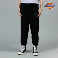 在飛比找momo購物網優惠-【Dickies】女款黑色簡約品牌Logo印花抽繩褲腰寬鬆縮