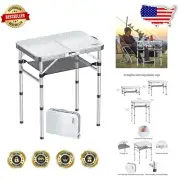 Portable 3-Height Adjust Folding Table for Outdoor, 24"x16" Perfect for Picnics
