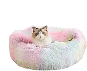 Indoor Cat Houses, All-season Dog Bed Cat Beds Cozy Cave, Rainbow Burrow Dog Bed, Round Sleeping Rainbow Plush Pet Bed, Warm Cat Bed For Autumn And Winter, Pet Furniture, Dog Donut Bed