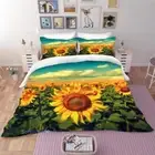Linen Sunflower Single/Double/Queen/King Bed Duvet/Quilt/Doona Cover Set