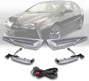 LEVANLIGHT Switchback White/Amber LED Front Bumper Light Daytime Running Lamp Compatible for To yo ta Prius 2019 2020 2021 2022 Bezel Wire Harness