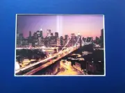 NYC 9/11 tribute photo w/ twin lights World Trade Center twin towers brooklyn