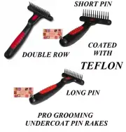 DOG CAT GROOMING Coat Hair Mat Breaker DeTangle Undercoat TEFLON COATED PIN RAKE