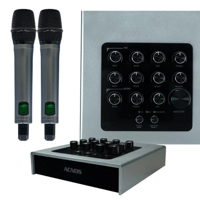 ACNOS Mi-30u PRO Karaoke Enhancer Mixer + 2 UHF Wireless Microphones